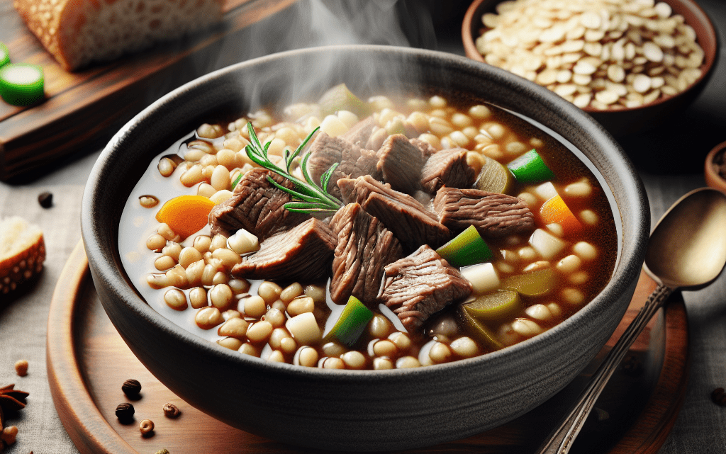 Langsame Kochkunst: Rindfleisch-Gerstensuppe