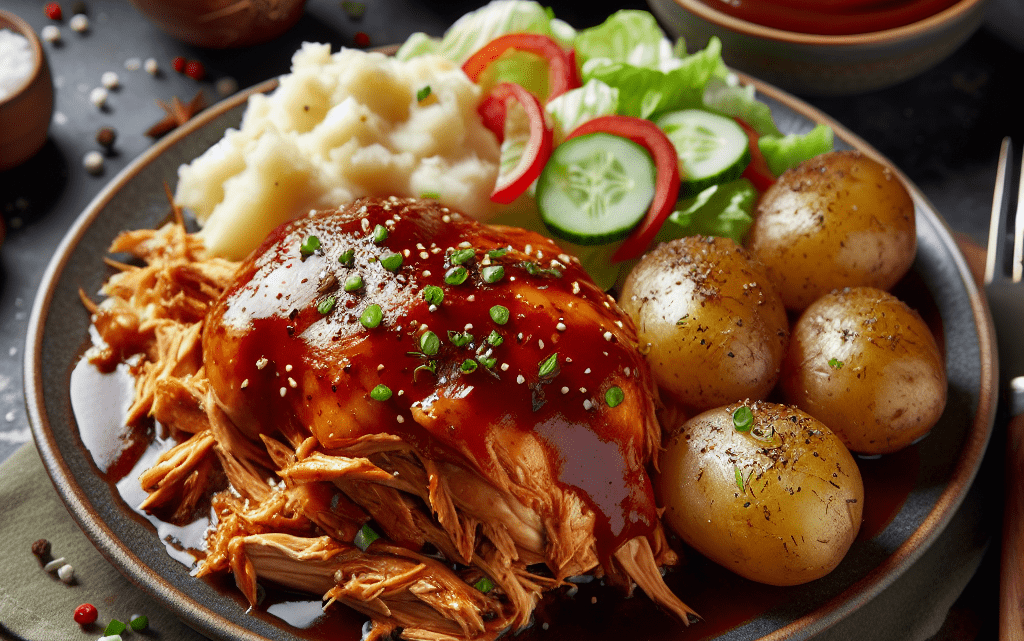 Zartes, zerrissenes BBQ-Huhn aus dem Slow Cooker