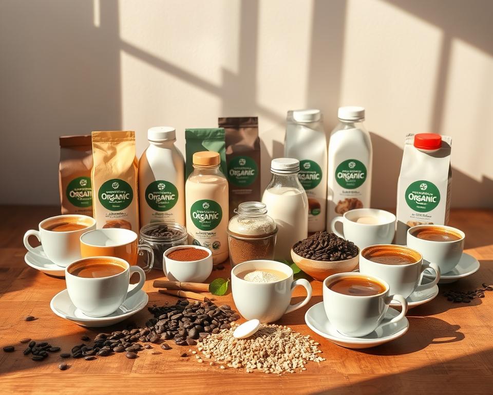 Vegane Bio-Kaffeespezialitäten und pflanzliche Milchalternativen
