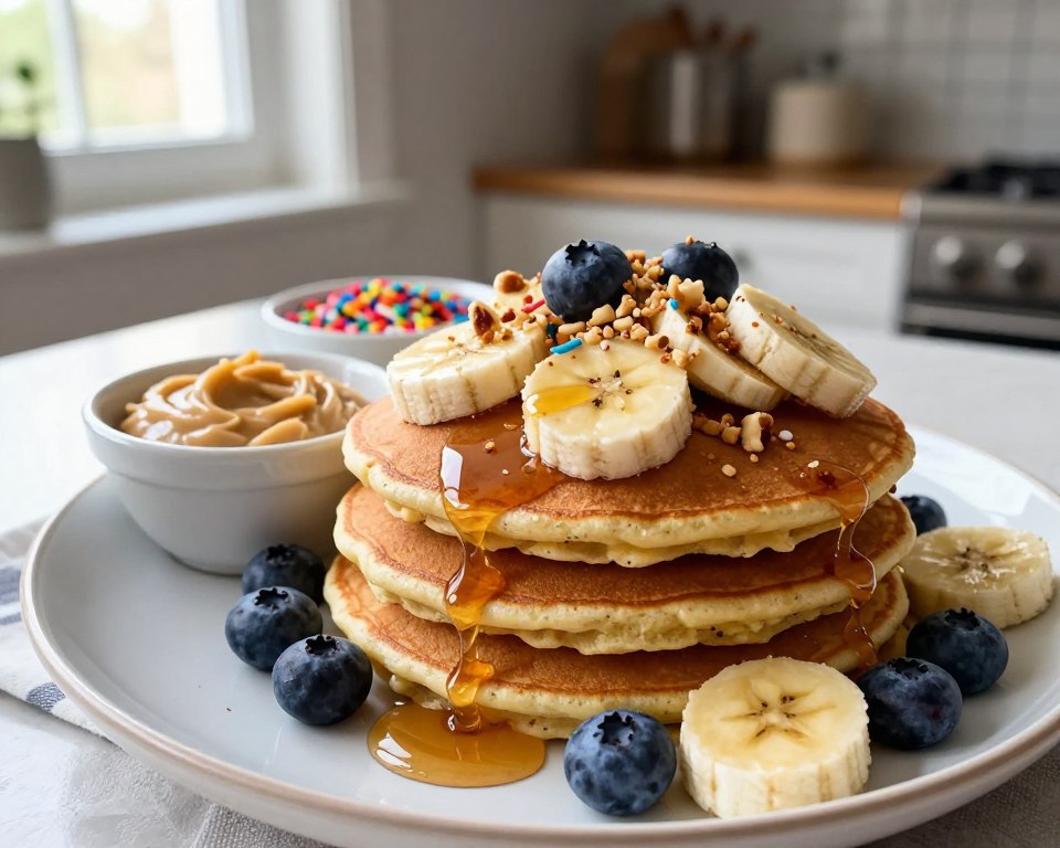 Vegane Bananenpfannkuchen mit Toppings