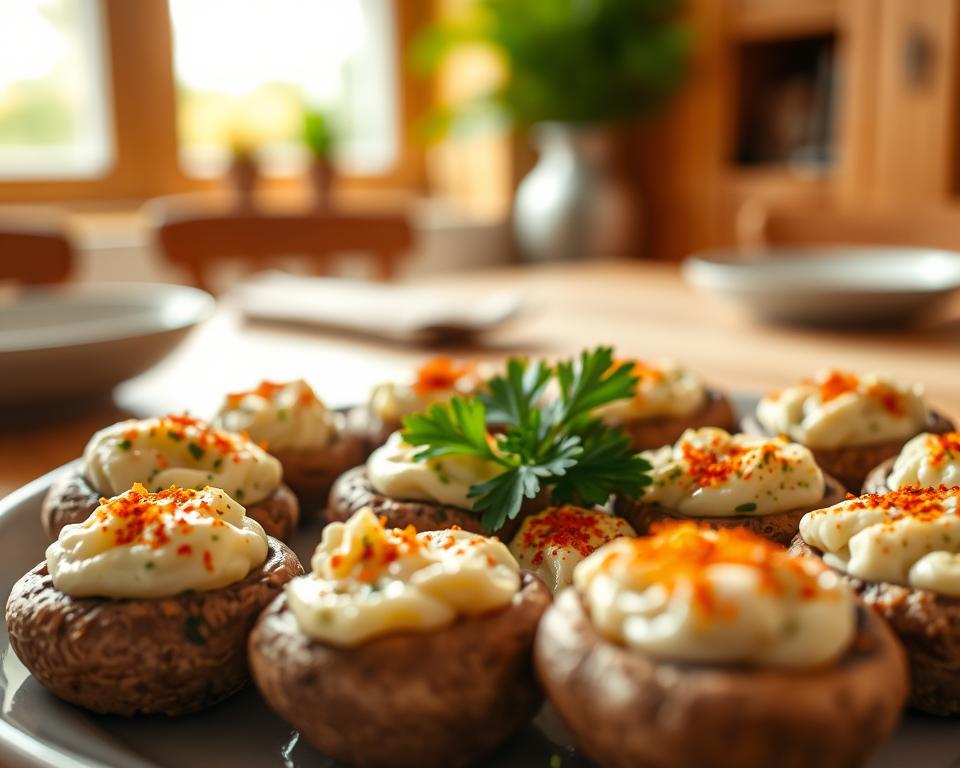 Rezept gefüllte Champignons mit Frischkäse zubereiten