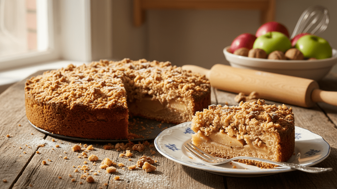 Apfelnusskuchen mit Streusel selber backen