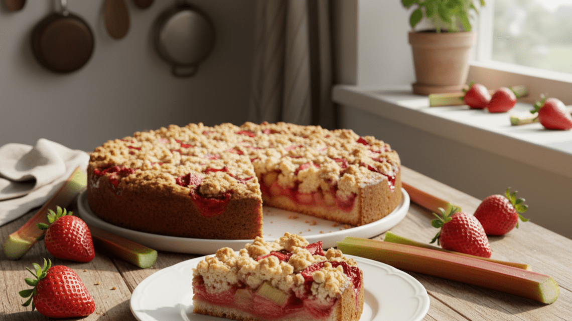 Erdbeeren Rhabarber-Kuchen backen – Einfache Anleitung