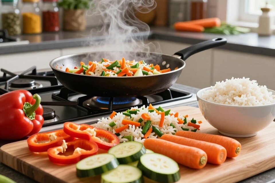 Gemüse Reispfanne zubereiten – Einfache Anleitung
