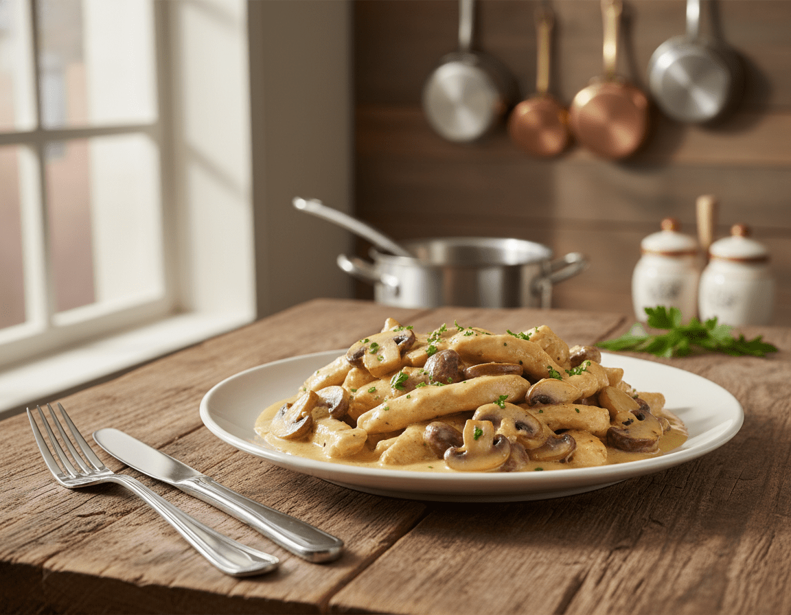 Hähnchengeschnetzeltes mit Champignons zubereiten