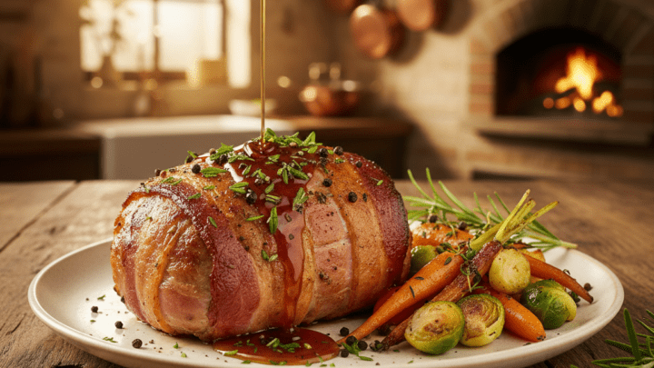 Schweinefilet im Speckmantel im Backofen mit Soße